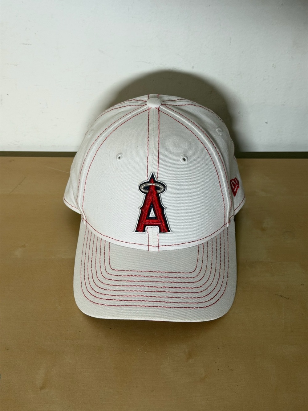 Los Angeles Angels New Era 9FORTY Adjustable Hat White Red Stitching MLB